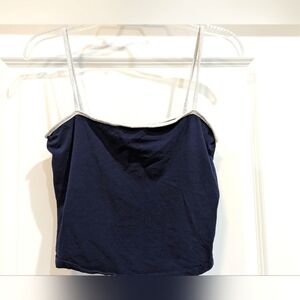 Divided Navy blue tank with white straps, size medium